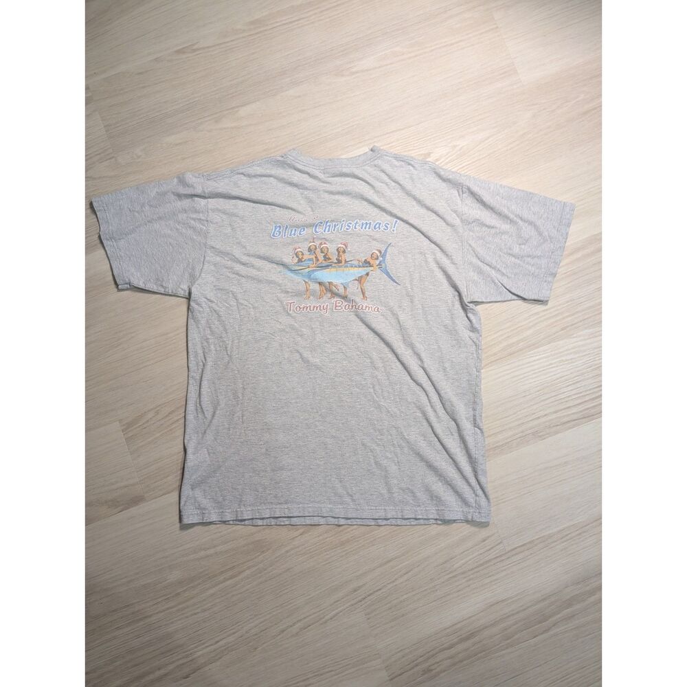 Tommy Bahama XL Have a Blue Christmas Graphic Tee Gray Vintage
